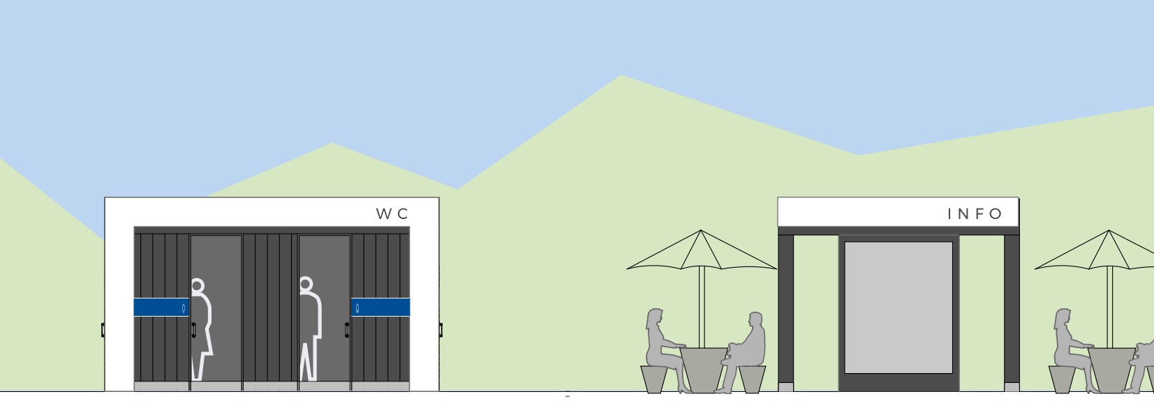 Grafični prikaz elementov prenovljenega malega počivališča
